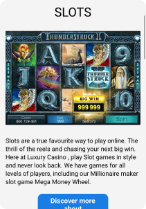 Luxury Casino mobile screen slots