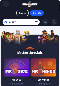 Mr Bet Casino mobile screen lobby