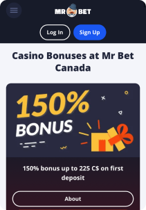 Mr Bet Casino mobile screen welcome bonus