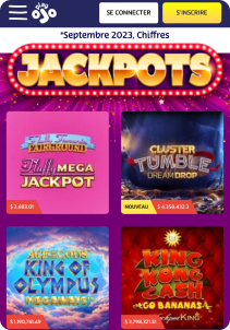 PlayOJO mobile screen jackpots