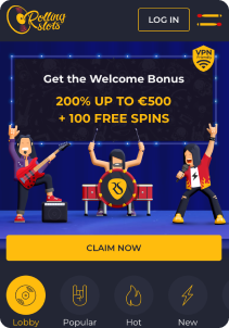 Rolling Slots mobile screen welcome bonus