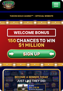 Yukon Gold mobile screen welcome bonus