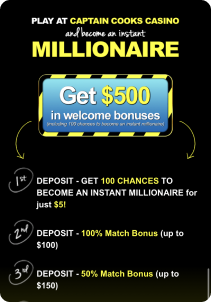 Captain Cooks mobile screen bonus promotions