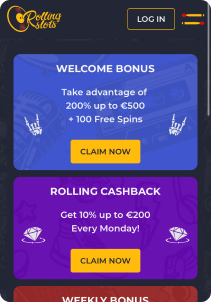 Rolling Slots mobile screen bonus promotions