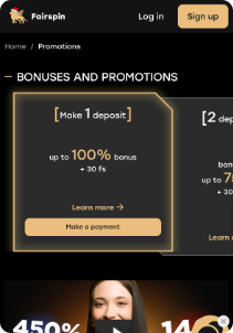 Fairspin mobile screen welcome bonus