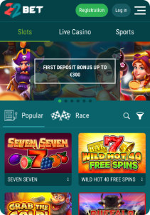 22Bet Casino mobile screen slots games