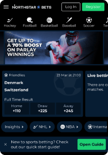 Northstar Bets Casino mobile screen sports promotions