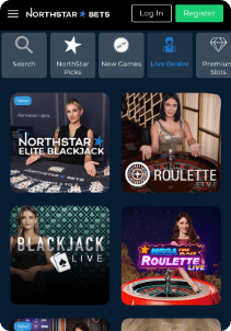 Northstar Bets Casino mobile screen live games