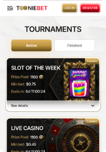 TooNieBet Casino mobile tournaments