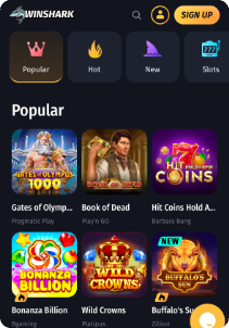 Winshark mobile screen slots games