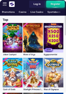 SGCasino mobile screen slots games