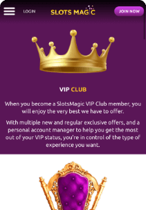 SlotsMagic mobile screen vip club