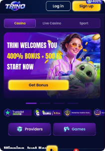TrinoCasino1 mobile screen welcome bonus