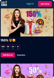 DelOroCasino mobile screen bonus