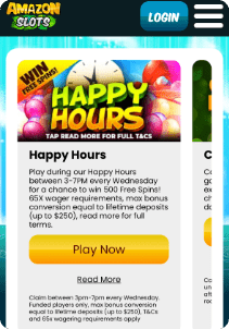 Amazon Slots Casino mobile screen promotions