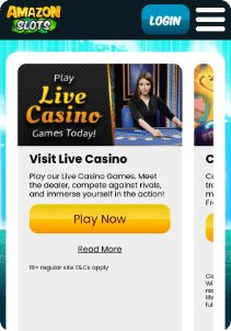 Amazon Slots Casino mobile screen promotions live casino