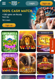 Highflyer Casino mobile screen main page