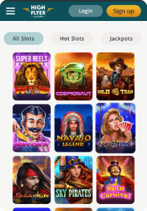 Highflyer Casino mobile screen slots games