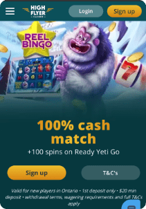 Highflyer Casino mobile screen promotions