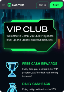 Gamix mobile screen vip club