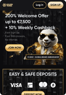 Golden Panda casino screen main page