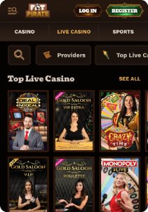 FatPirate casino screen live games