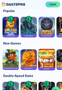 DailySpins casino screen popular games