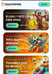 DailySpins casino screen promotions