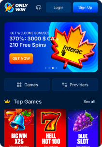 Onlywin casino screen main page