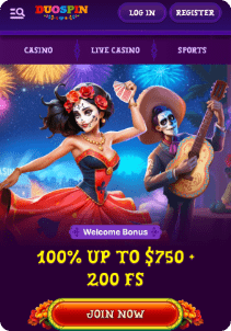 DuoSpin casino screen main page