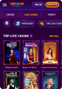 DuoSpin casino screen live games