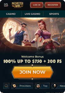 MonsterWin casino screen main page