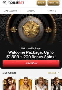 Toonibet casino screen main page