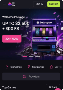 BetandPlay casino screen main page