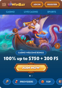 WinBay casino screen main page