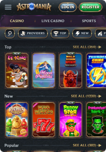 Astromania Casino Mob Screen slots games