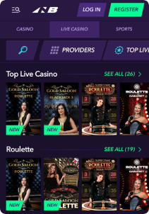 NanoBet Casino Mob Screen live games