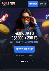 Aerobet Casino Mob Screen main page