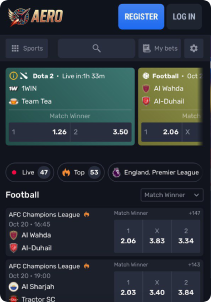 Aerobet Casino Mob Screen sports
