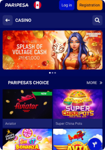 Paripesa Casino Mob Screen slots games