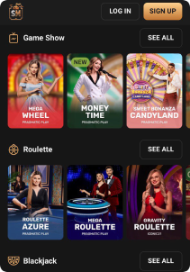 SlotMafia Casino Mob Screen liive games