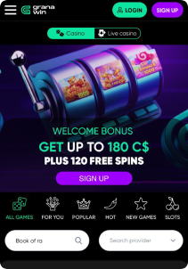 GranaWin Casino Mob Screen main page