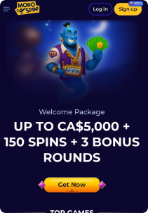 Moro Casino Mob Screen main page