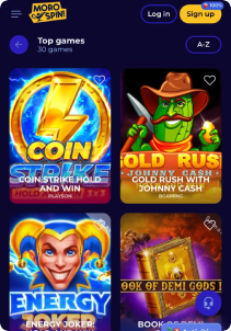 Moro Casino Mob Screen slots games