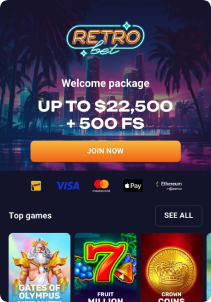 Retro Casino Mob Screen main page