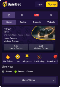 SpinBet Casino Mob Screen sports games