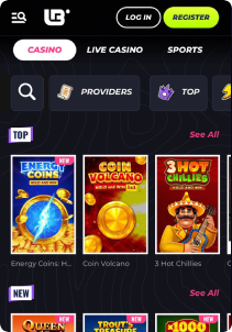 Lunubet Casino Mob Screen slots games