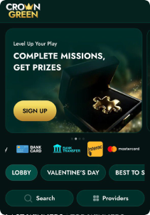 CrownGreen Mob Screen main page