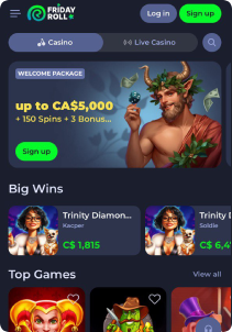 FridayRoll Mob Screen main page