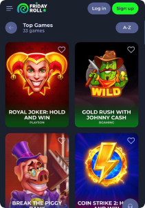 FridayRoll Mob Screen slots games